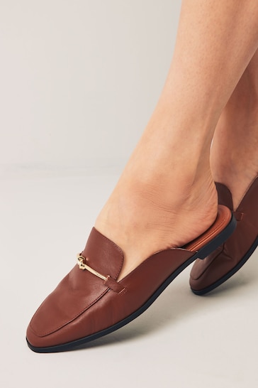 Tan Brown Forever Comfort® Leather Knot Mules