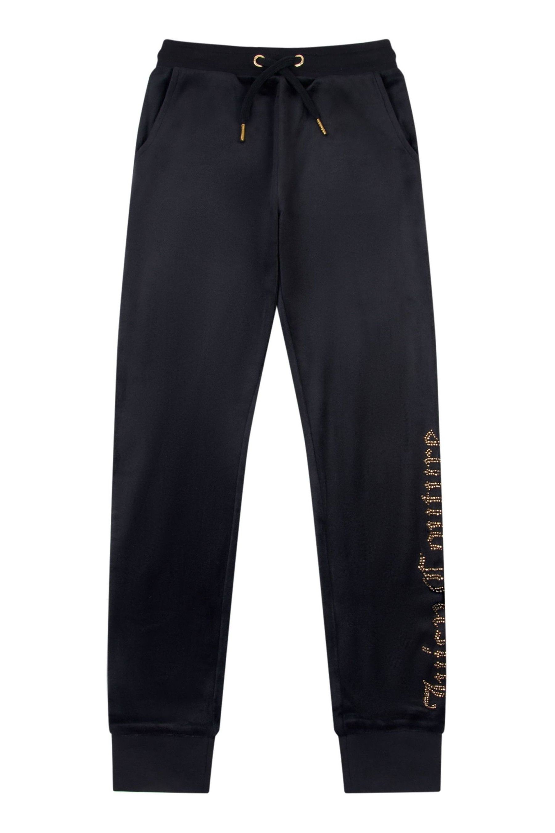 Buy Juicy Couture Girls Diamante Velour Slim Black Joggers from