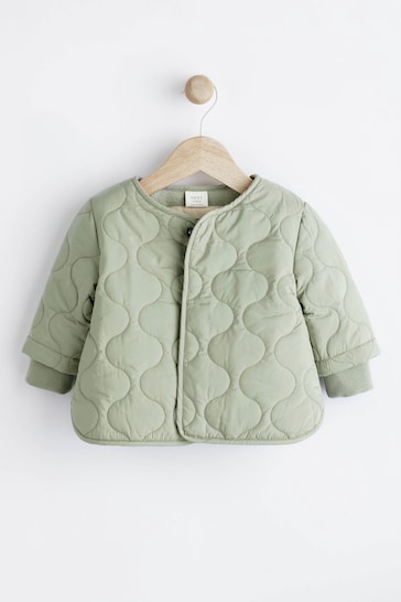 Sage Green Baby Quilted Jacket (0mths-2yrs)
