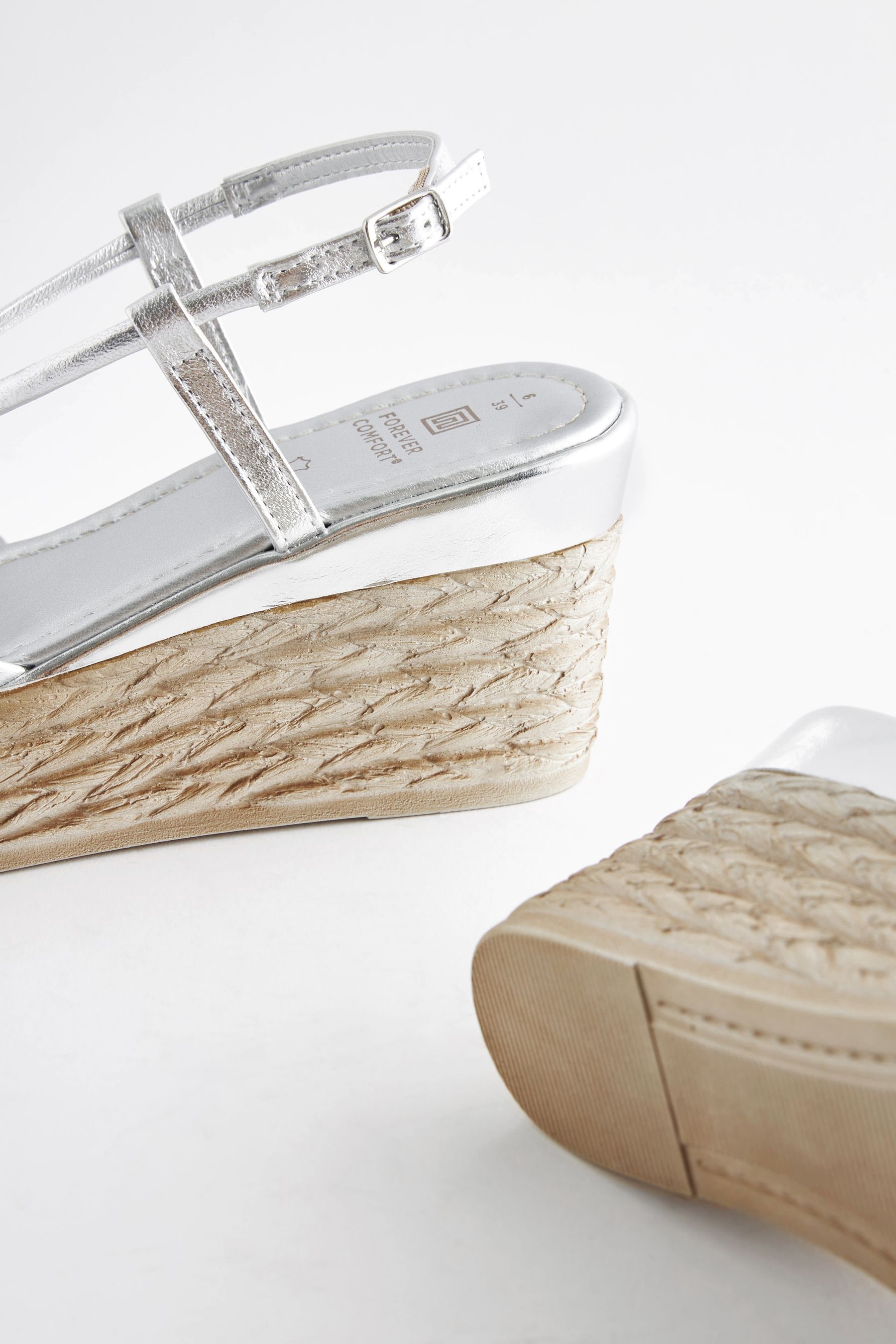 Silver Forever Comfort Bling Multi Strap Wedges
