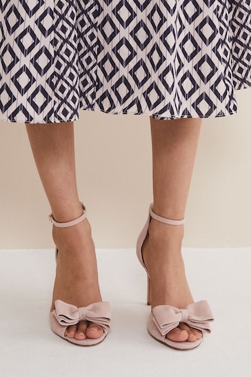 Phase Eight Pink Suede Bow Front Heels