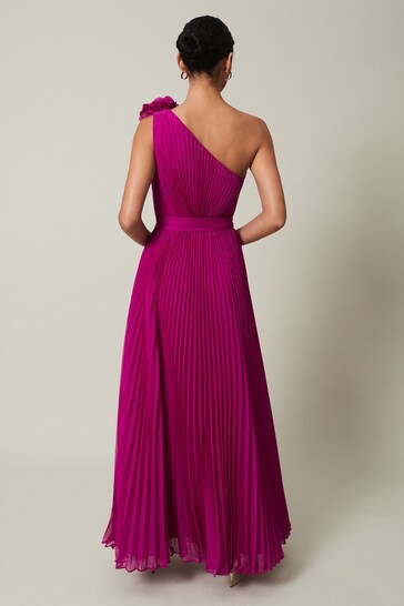 Phase Eight Purple Minnie One Shoulder Pleated Maxi Dress