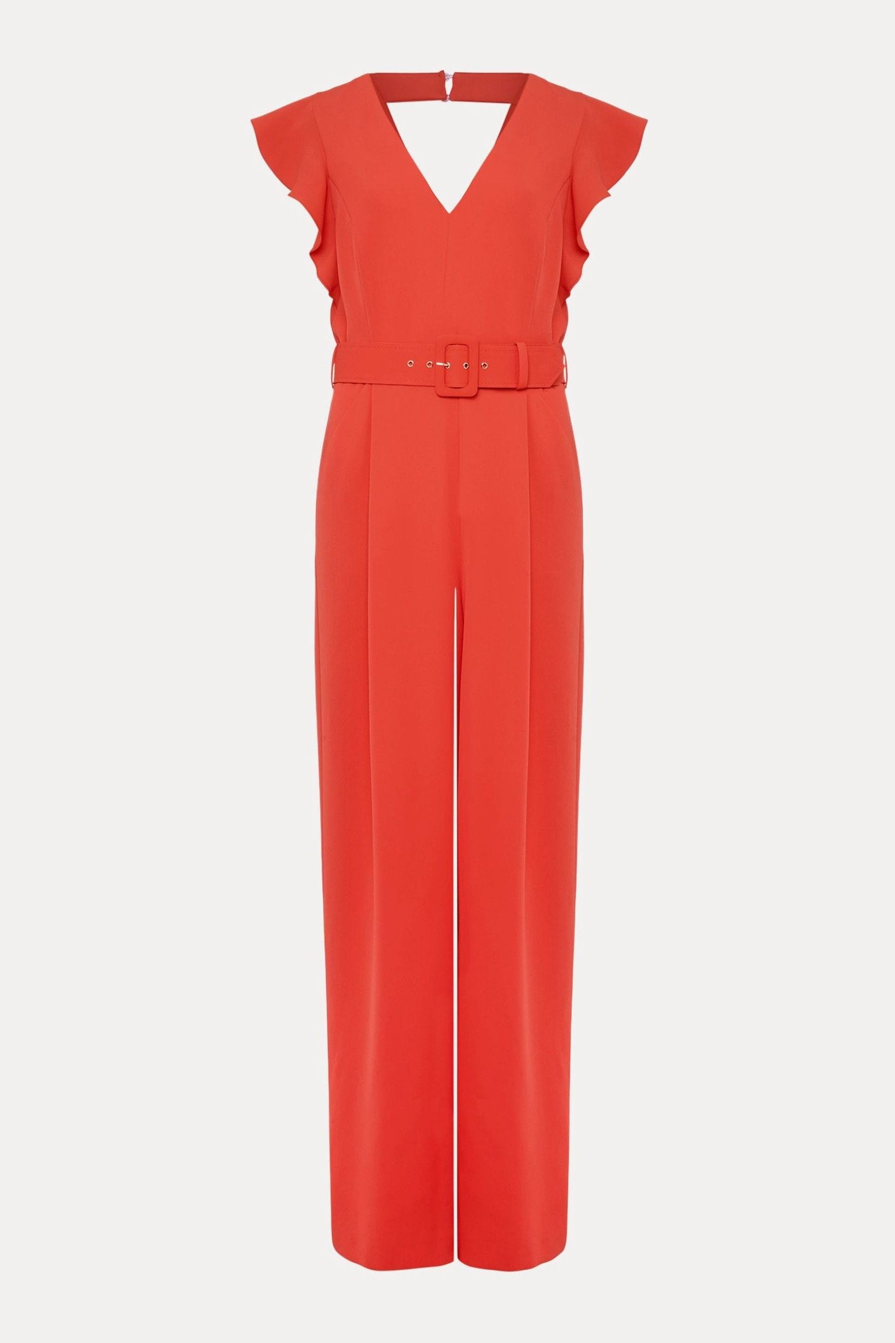 Phase Eight Orange Kallie V Neck Frill Jumpsuit