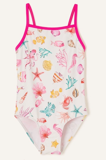 Angels By Accessorize Kids Pink Shell and Fish Print Swimsuit