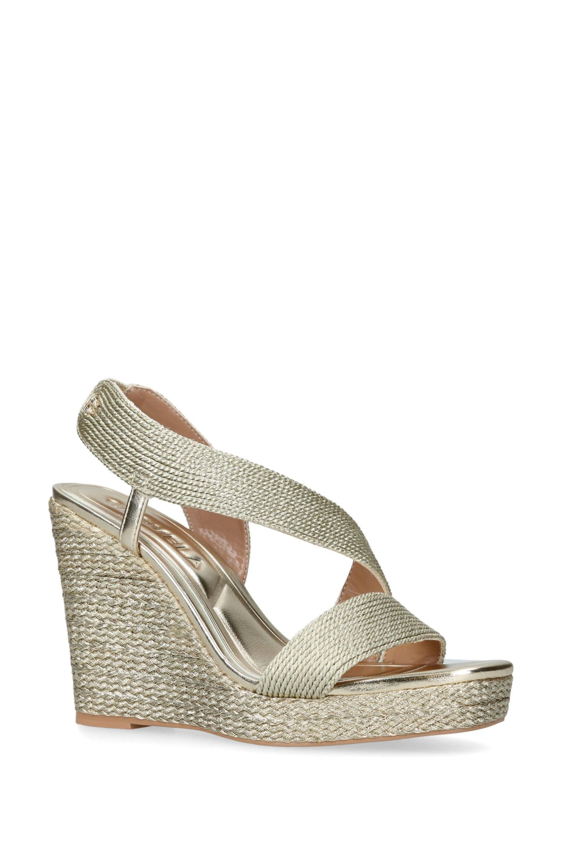 Carvela sparkle wedge heel top sandals tan