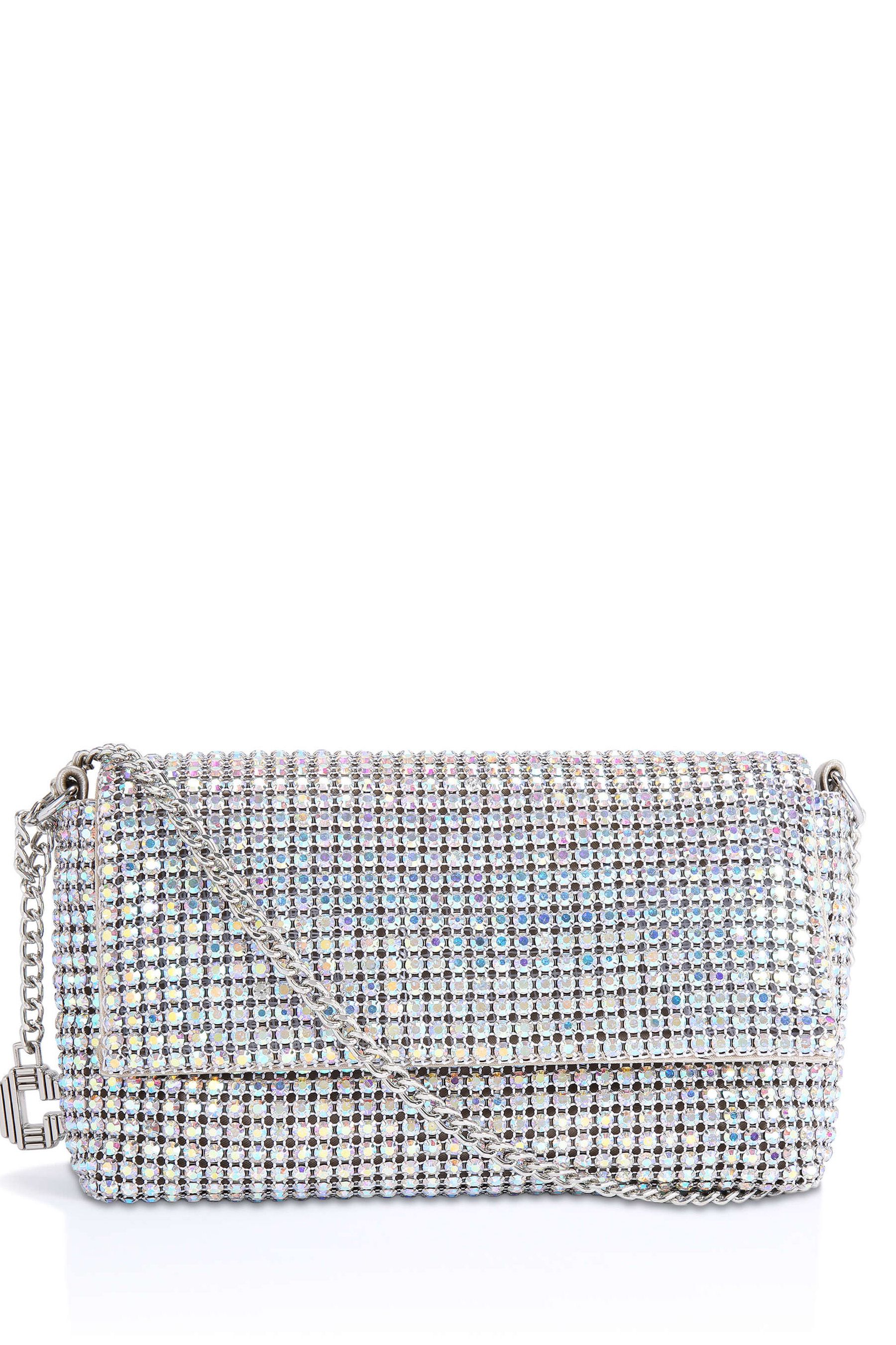 Carvela silver cheap clutch bag