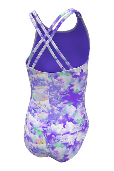 Nike Purple Nike Swim Cloud Print Spiderback Swimsuit