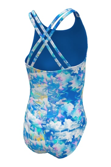 Nike Blue Nike Swim Cloud Print Spiderback Swimsuit