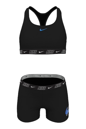 Nike Swim Logo Tape Black Bikini Shorts Set