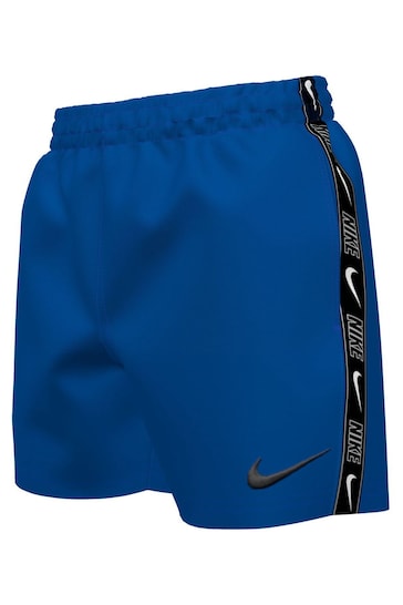 Nike Blue Nike Swim Logo Tape 4 Inch Volley Shorts