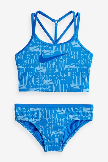 Nike Blue Nike Swim  All Over Print Cross Back Bikini