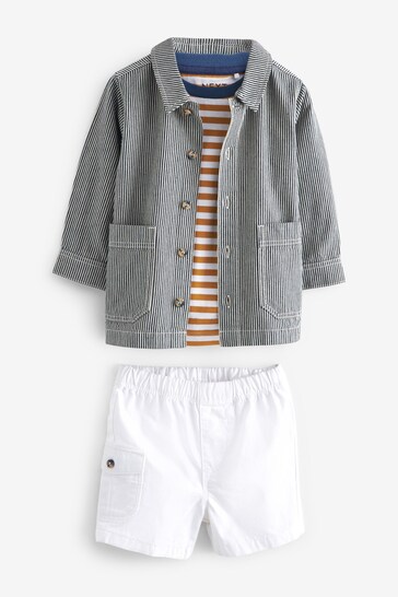 Buy Stripe Denim Shacket, T-Shirt and Shorts Set (3mths-7yrs) from the Next UK online shop