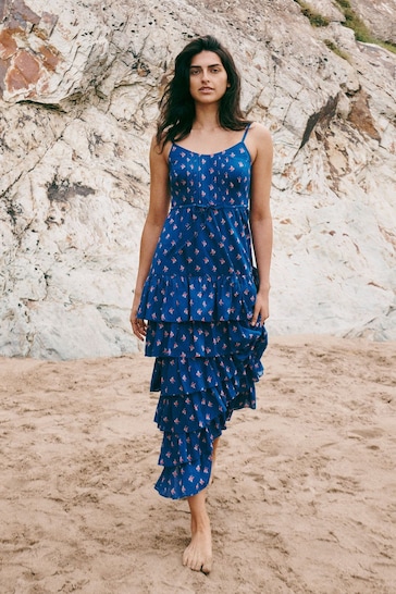 Laura Ashley Blue Tiered Maxi Dress