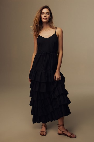 Laura Ashley Black Tiered Maxi Dress