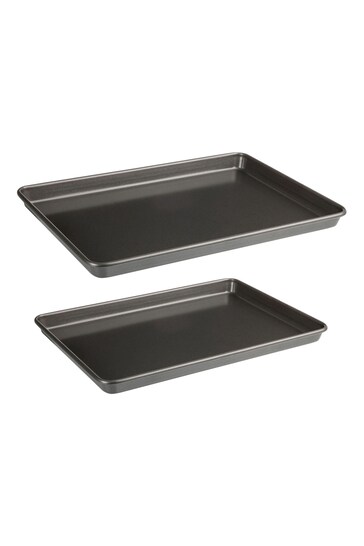 Luxe Set of 2 Grey Baking Trays 35cm And 39cm
