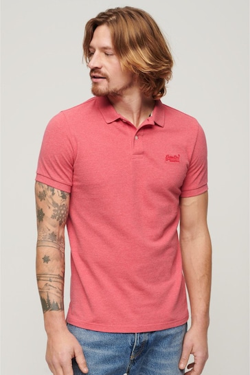 Superdry Pink Marl Classic Pique Polo Shirt