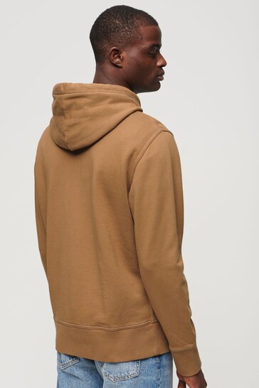 Superdry Brown Contrast Stitch Relaxed Hoodie