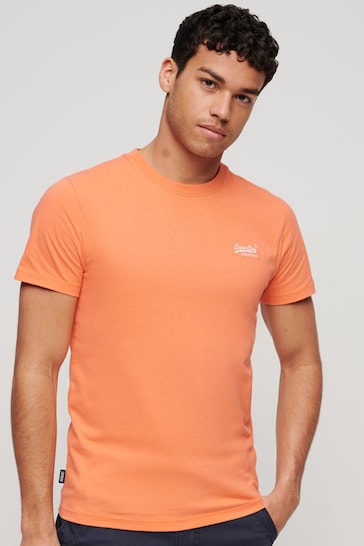 Superdry Bright Orange Organic Cotton Vintage Embroidered T-Shirt