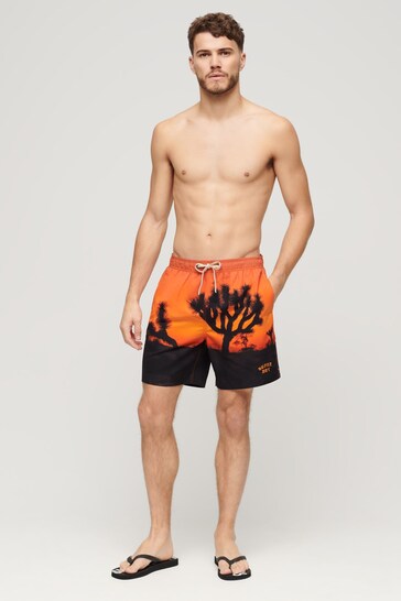 Superdry Orange Photographic 17” Swim Shorts