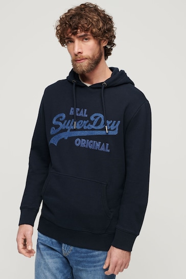 Superdry Blue Embroidered Hoodie