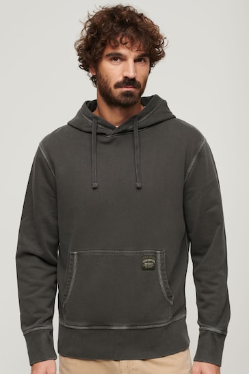 Superdry Black Contrast Stitch Relaxed Hoodie