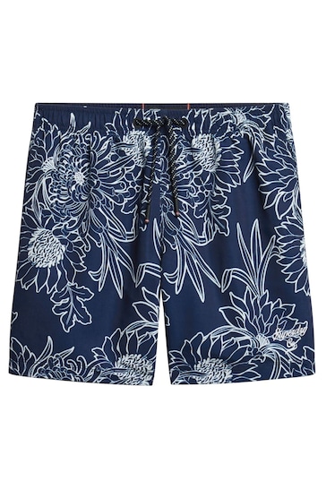 Superdry Blue Printed 15" Swim Shorts