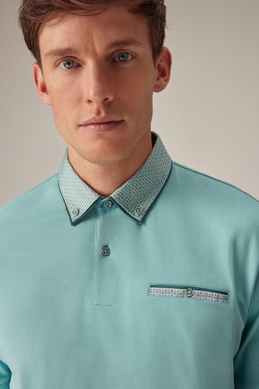 Aqua Blue Smart Collar Polo Shirt
