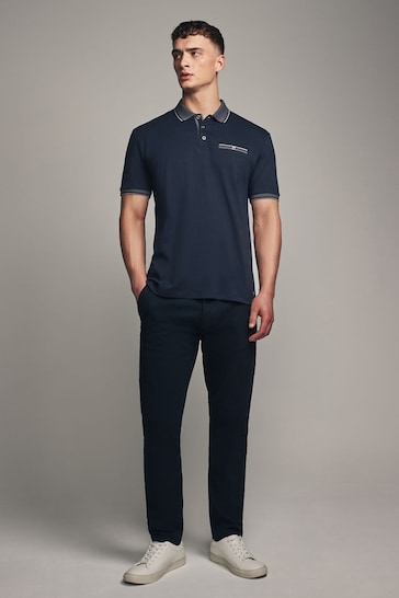 Navy/Silver Smart Collar Polo Shirt