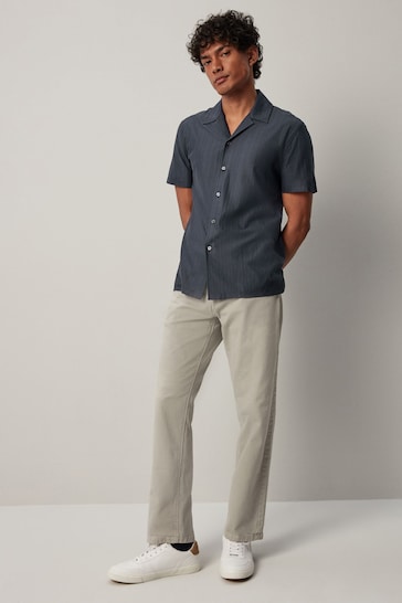 Slate Grey Textured Jersey Short Sleeve Shirt