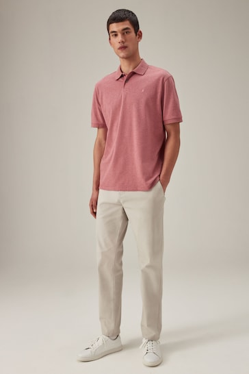Pink Marl Pique Polo Shirt