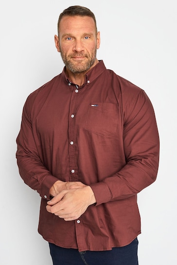 BadRhino Big & Tall Red Long Sleeve Oxford Shirt