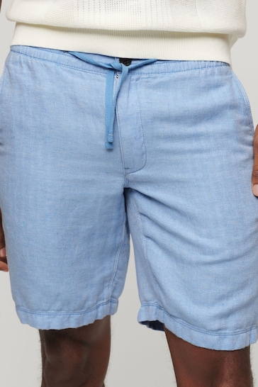 Superdry Blue Drawstring Linen Shorts