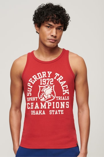 Superdry Red Track and Field Ath Graphic Vest