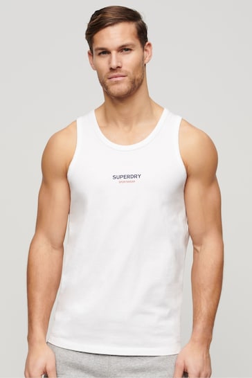 Superdry White Sportswear Logo Relaxed Vest