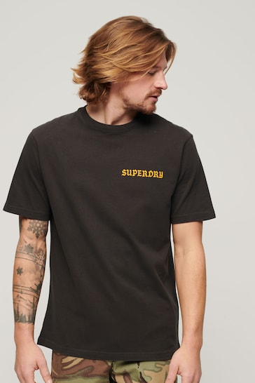 Superdry Brown Tattoo Graphic Loose T- Shirt