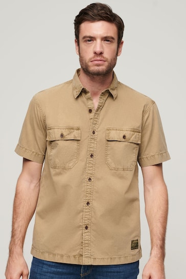 Superdry Brown Military Short Sleeved Shirt
