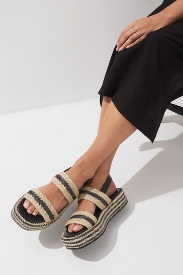 Monochrome Espadrille Flatform Sandals