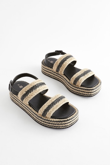Monochrome Espadrille Flatform Sandals