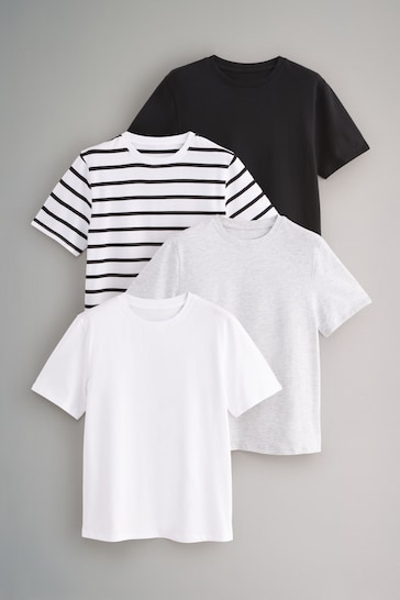 The Set Black/Grey/White/Stripe 4 Pack Relaxed Short Sleeve T-Shirts