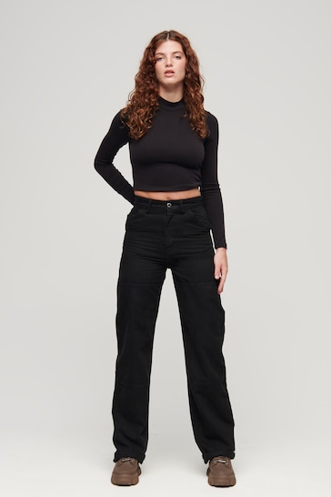 Superdry Black Wide Carpenter Trousers