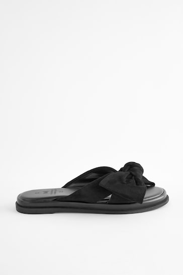 Black Forever Comfort® Bow Mule Sandals