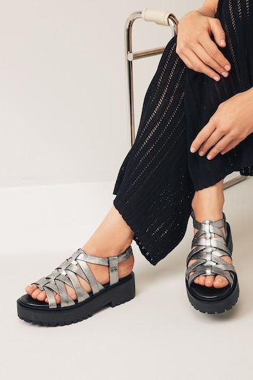 Pewter Forever Comfort® Chunky Strappy Sandals