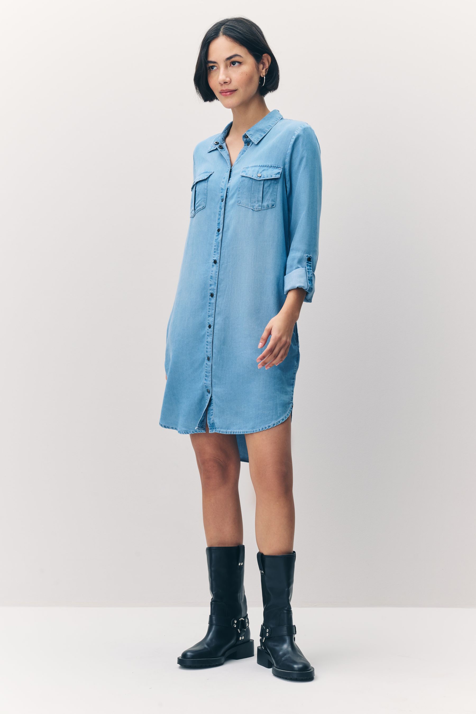 Lightweight denim sales shirt dress