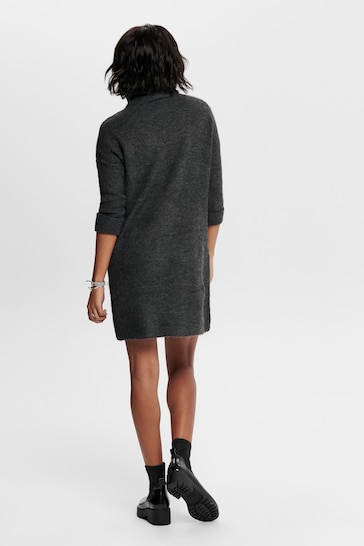 ONLY Grey Knitted Roll Neck Jumper Dress