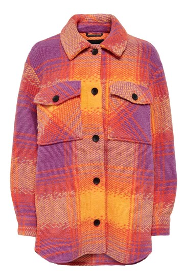 ONLY Orange/Red Check Shacket