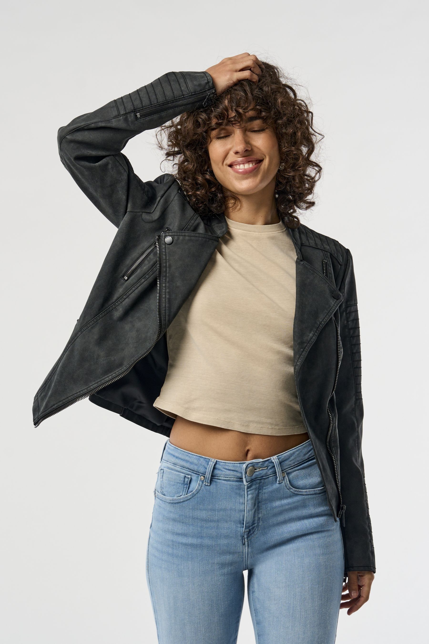 Leather biker jacket river island cheap