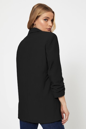 PIECES Black Relaxed Ruched Sleeve Workwear Blazer