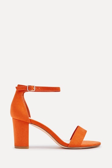 Linzi Orange Legacy Wide Fit Barely There Closed Back Block Heeled Sandals