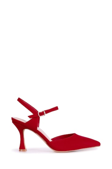 Linzi Red Duet Wide Fit Openback Heels With Ankle Straps