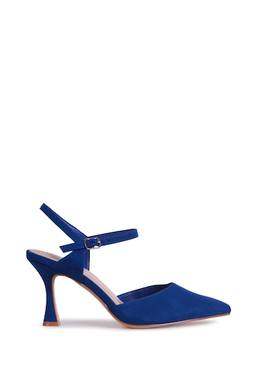Linzi Blue Duet Wide Fit Openback Heels With Ankle Straps